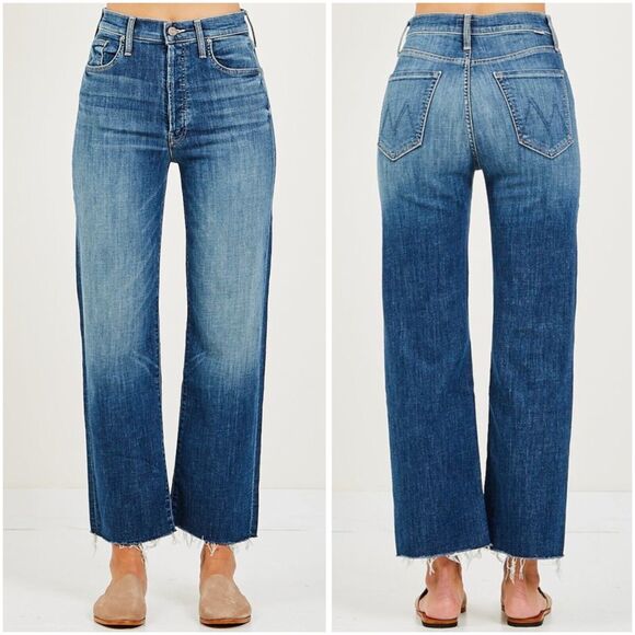 MOTHER Denim - Mother Jeans The Rambler Ankle Fray Womens 27 On Duty Blue Medium Wash High Rise